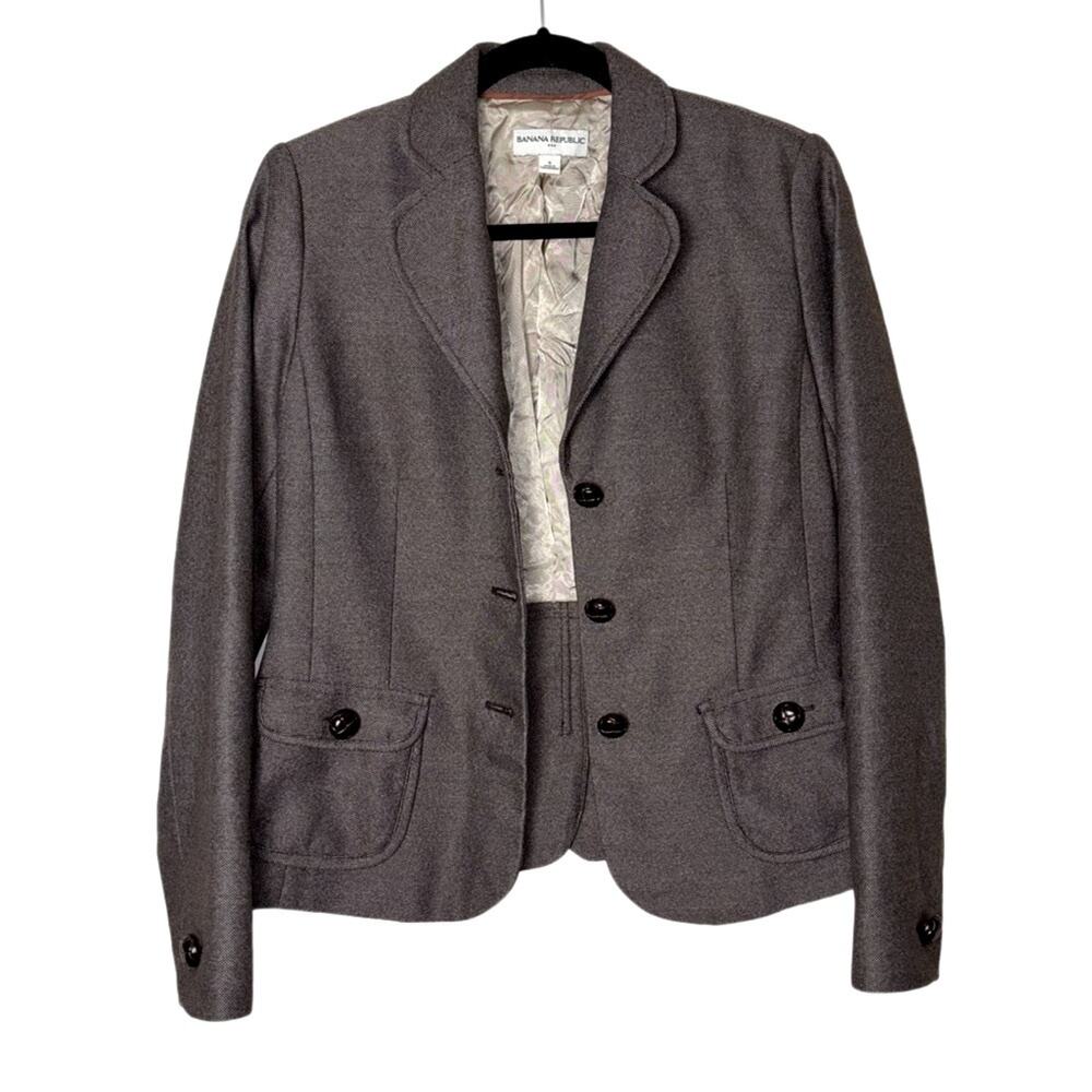Banana Republic Brown Blazer single breasted button front women's 6 w/pockets